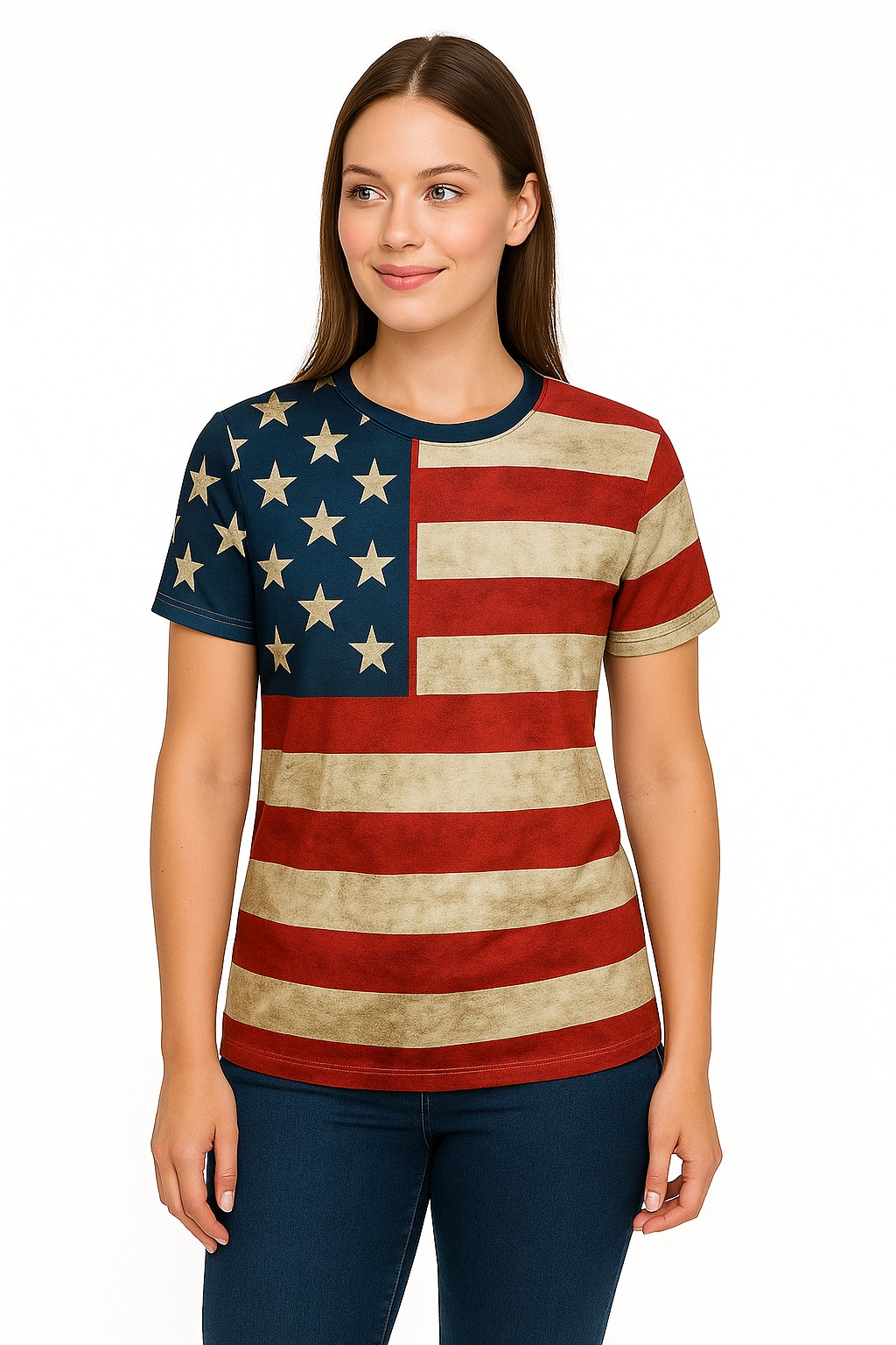 Model wearing Flag Tee 1