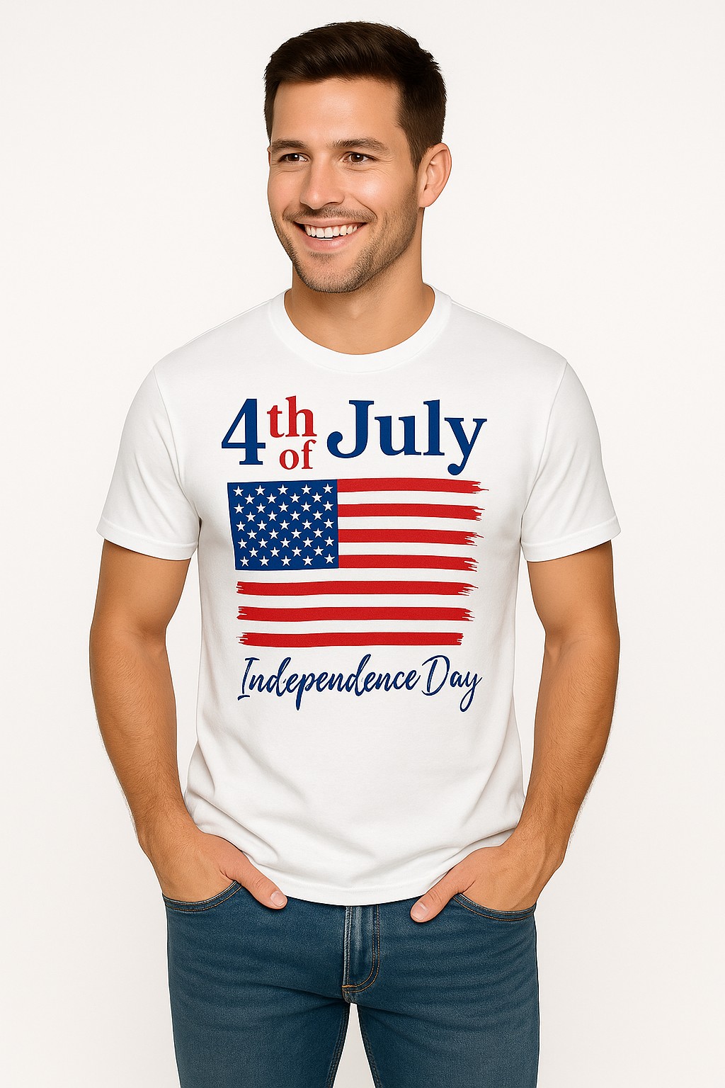 Model wearing Flag Tee 2